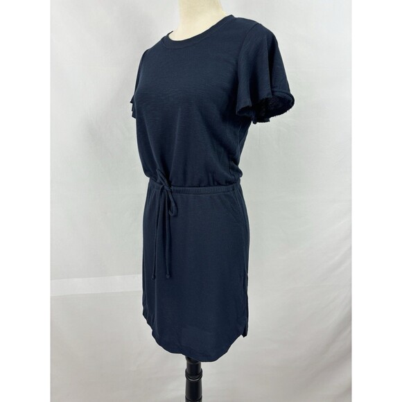 Paige Brielle Tee Shirt Dress Navy Blue Small Drawstring Waist Flutter Sleeve - Picture 11 of 12